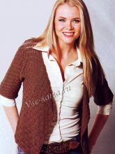 Коричневый жакет с широкими полочками