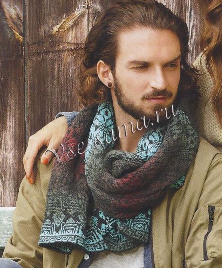 Красивый шарф с жаккардами, фото
