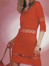 Красное вязаное платье