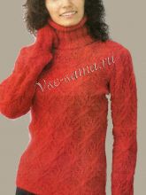 Красный свитер спицами