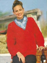 Красный пуловер - спицами