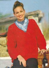 Красный пуловер - спицами