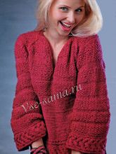 Малиновый пуловер спицами