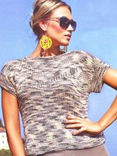 Меланжевый пуловер с коротким рукавом