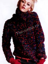 Мягкий свитер спицами из пестрой пряжи