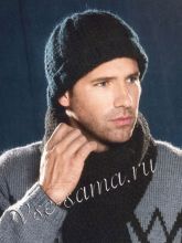 Мужская шапка спицами и шарф