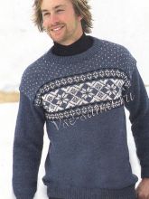 Мужской пуловер спицами с рисунком