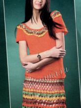 Оранжевый костюм крючком и спицами