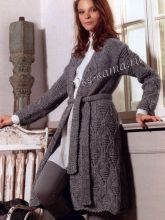 Пальто спицами с запахом