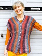 Пестрый жакет спицами без рукавов