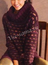 Платье спицами с узором из снятых петель