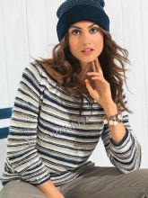 Полосатый пуловер с круглой кокеткой, фото