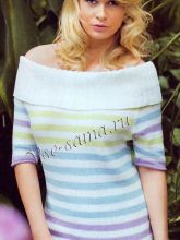 Полосатый пуловер с широким воротником