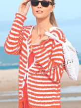 Полосатый жакет с бахромой и сумка