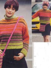 Полосатый пуловер, шапка и сумочка