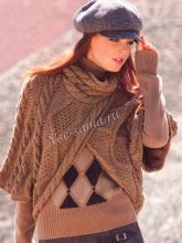 Пончо-шарф с узором из ромбов