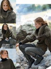 Пуловер и хомут с капюшоном