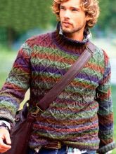 Пуловер мужской из пряжи секционного крашения
