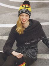 Пуловер-пелерина, шапка и сумка, фото