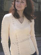 Пуловер с ажурными дорожками