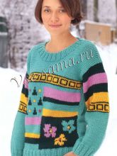 Пуловер с цветочной вышивкой