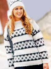 Пуловер с орнаментом и шапка