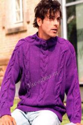 Пуловер с косами из ярко-фиолетовой пряжи