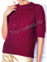 Пуловер спицами с рельефным рисунком