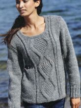 Пуловер спицами с рельефным узором, фото