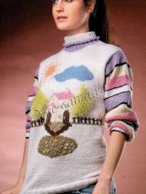 Пуловер спицами с рисунком