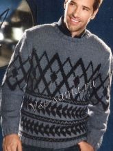 Пуловер спицами с жаккардовыми узорами