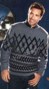 Пуловер спицами с жаккардовыми узорами