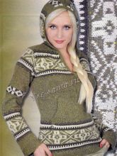 Пуловер жаккардовый с капюшоном