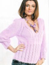 Пуловер с ажурными полосками