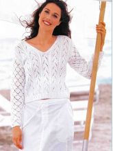 Пуловер с ажурными узорами