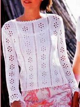 Пуловер с длинными рукавами и ажурными узорами