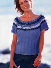 Пуловер с круглой полосатой кокеткой