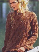 Пуловер с рельефными узорами