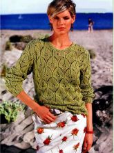 Пуловер с узором из листьев