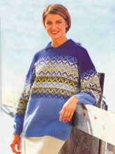 Пуловер сине-желтых тонов