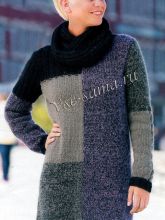 Разноцветная туника спицами и снуд