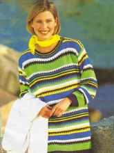 Разноцветный пуловер с полосами - спицами