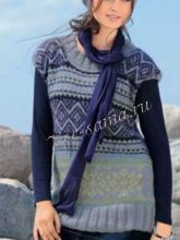 Серая безрукавка и шапка с жаккардовыми узорами