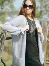 Серый кардиган спицами, фото