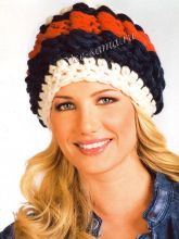 Шапка спицами полосками