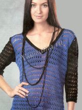 Сине-черная ажурная туника