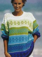 Сине-зеленый жаккардовый пуловер