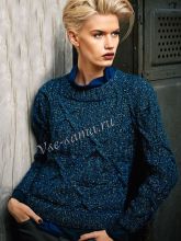 Синий меланжевый пуловер, фото