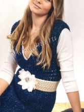 Синий сарафан спицами