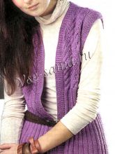 Сиреневый удлиненный жилет